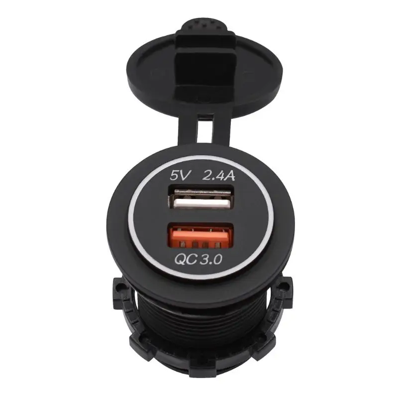 Водонепроницаемый QC 3,0 двойной 2 USB порт автомобильное зарядное устройство для мобильного телефона gps USB зарядное устройство разъем питания B0KF