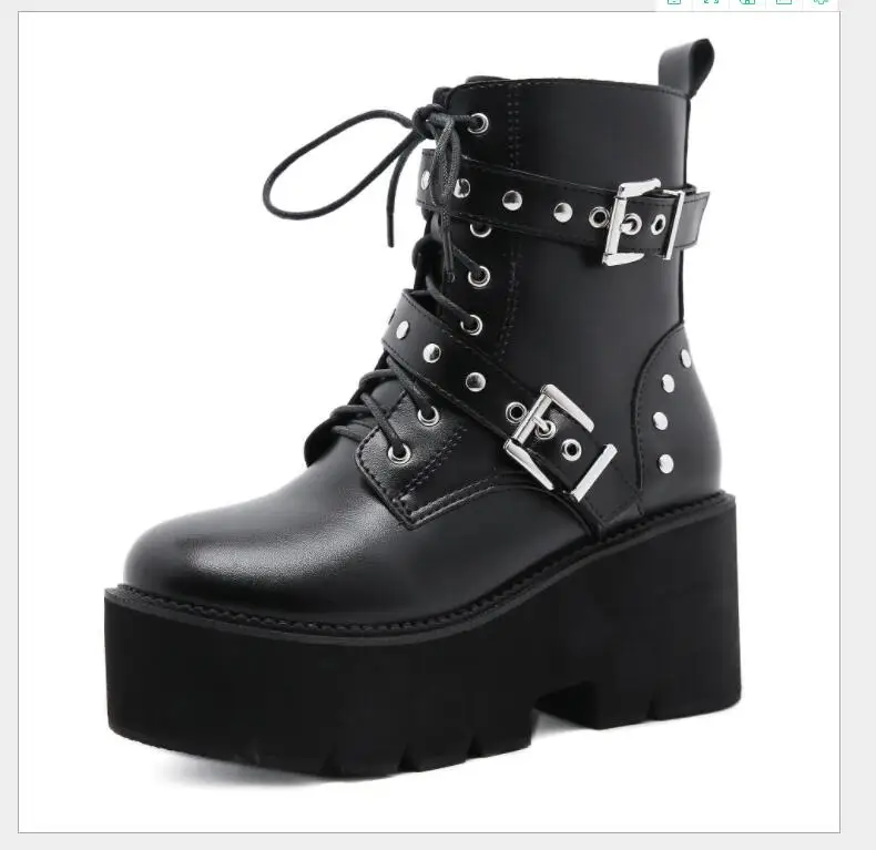 Autumn Winter Lace Up Elastic Leather Shoes For Women Ankle Boots Sexy High Heels Balck Brown Black Platform Shorts Boots Large