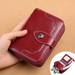 New Genuine Leather Women Wallet Small Ldies Purses Short Coin Purse For Girls Female Small Portomonee Lady Perse  Card Holder