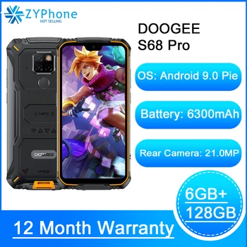 Перейти на Алиэкспресс и купить IP68 Doogee S68 Pro прочный телефон на процессоре Helio P70 Восьмиядерный 6 ГБ 128 21MP 8MP 8MP 5,84 дюймIPS Дисплей 6300 мА/ч, 12V/2A зарядки смартфона