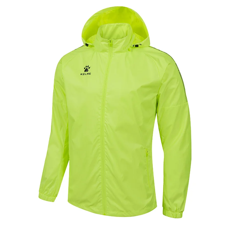 KELME зимняя спортивная куртка для бега Мужская и женская спортивная одежда с капюшоном ветрозащитная Водонепроницаемая быстросохнущая верхняя одежда мужская куртка с капюшоном 3991555 - Цвет: Yellow Jacket Men