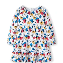 Balabala/детская одежда; платье для девочек; Платья с цветочным рисунком для малышей; сезон осень; Новинка года; Детские хлопковые топы с длинными рукавами