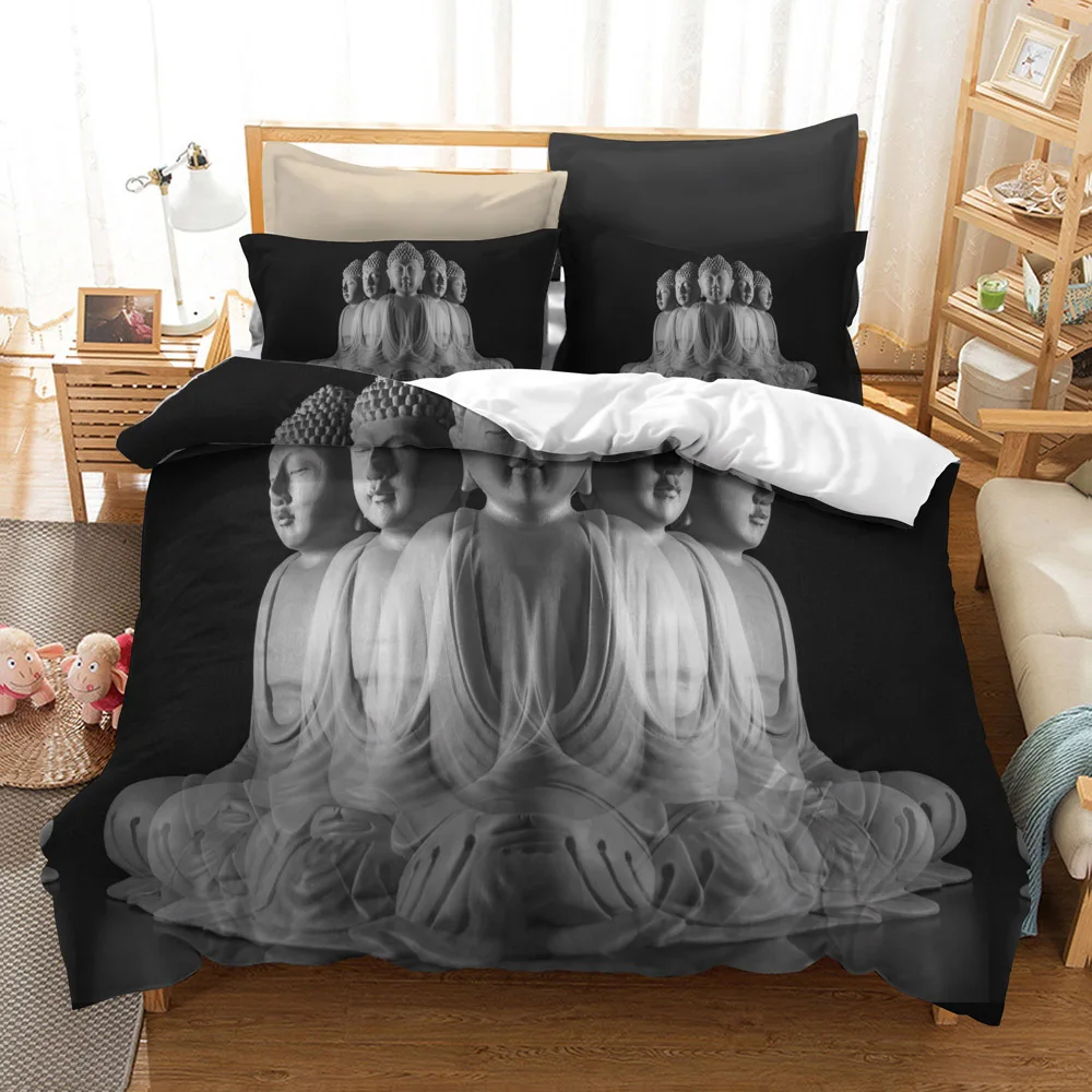 Будды Постельное белье queen King 12 размеров постельное белье для дома 3D печатных постельное белье с наволочкой 2/3 шт постельное белье