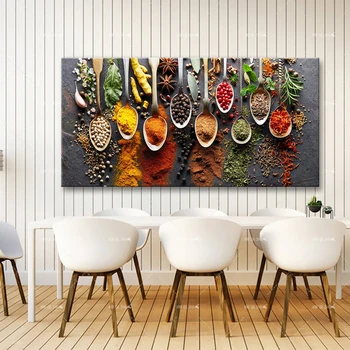 

Frame Oil Painting Decoration Canvas Decor Home Dining Room Bedroom Artistic Print Drawing Art Picture Food Spice Artwork F5871