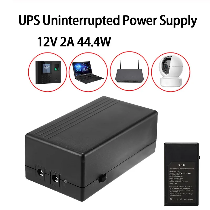 12V 2A 44.4W Security Standby Power Supply UPS Uninterrupted Backup Power Supply Mini Battery For Camera Router