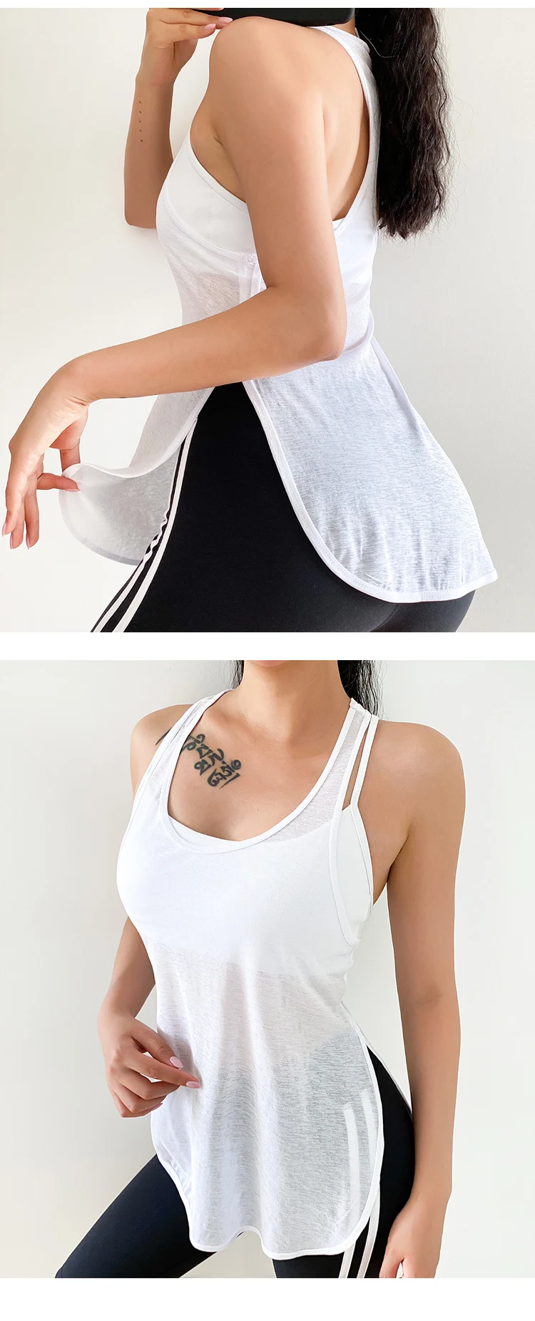 2021 Running Vest For Jogger Sleeveless Sports Shirt Women's Summer Gym Running Fitness Top Blouse Beauty Back Yoga Shirts