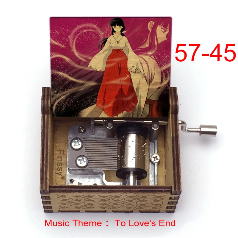 Hand Wooden Anime Inuyasha Music Box Music Theme To Love's End Kagome Kikyo Box Anime Fans Kids Students Birthday Gift