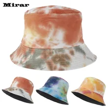 Мода женщин и мужчин галстук-окрашенная Холст двусторонняя на открытом воздухе Панама шляпа от солнца Кепка