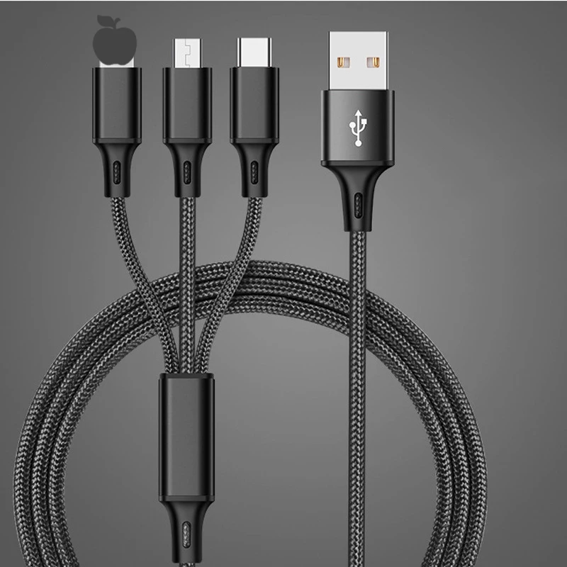 3 в 1 кабель для зарядки Мульти Usb кабель для зарядного устройства Usb type-c для iPhone samsung S9 S10 huawei Nova 4 Nokia 9 Pureview Usbc Kabel 1 м