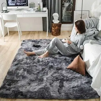 

Multicolored Polyester Fiber Living Room Floor Carpet Area Rug Warm Fluffy Mat Bedroom Fluffy Rugs Anti-Skid Home Decoration