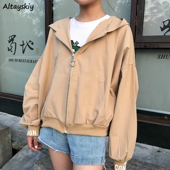 

Basic Jackets Women Fashion Letter Batwing Sleeve Hooded Loose Korean All-match Girls Coats Summer Thin Short Soft Student Tops