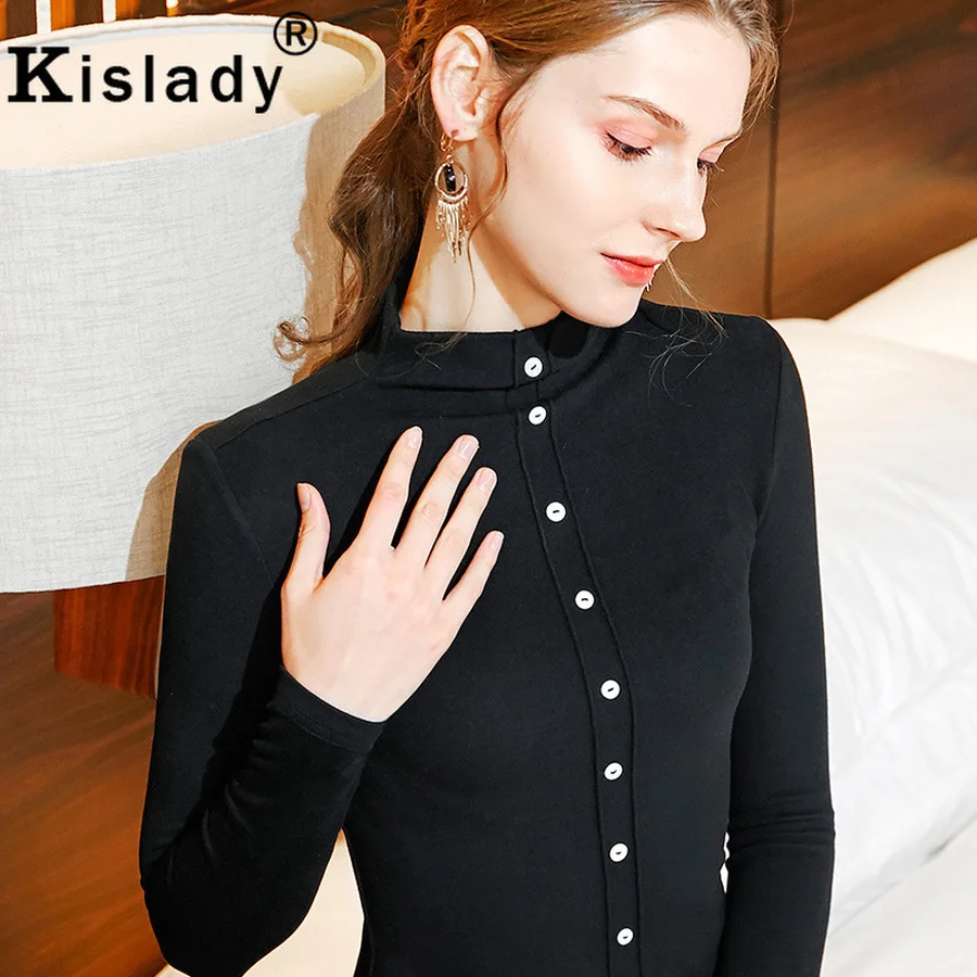 Autumn Winter Women's Semi-turtleneck Long Sleeve Shirt Vintage Slim Gothic Tops 90s Plus Size XXXL New Korean Shirts