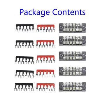 

15A 600V Marine Power Distribution Bus Terminal Blocks Barrier Bar Strips Set for wires connecting of home appliance electronic