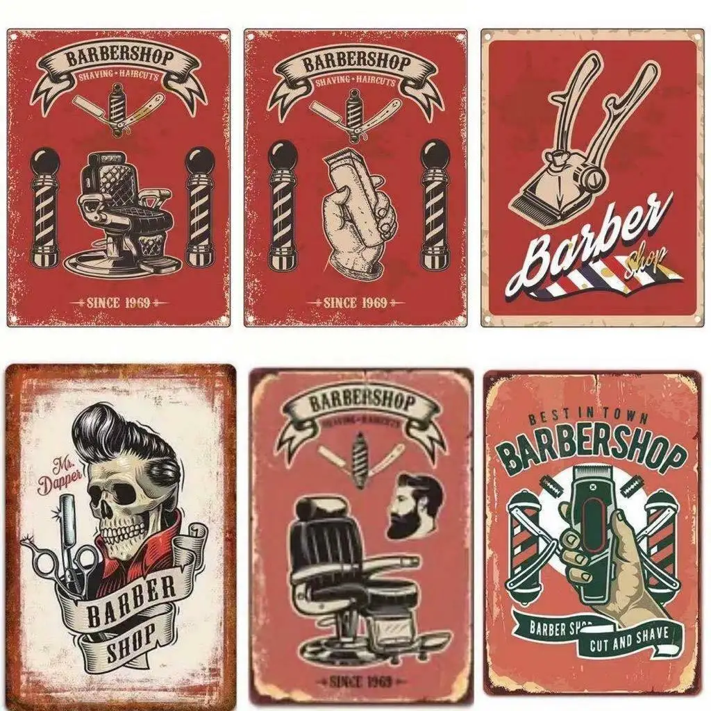 

Металлический оловянный знак для парикмахерской, плакат для стрижки и бритья бороды, Настенная табличка, Декор, железные пластины, печатная табличка