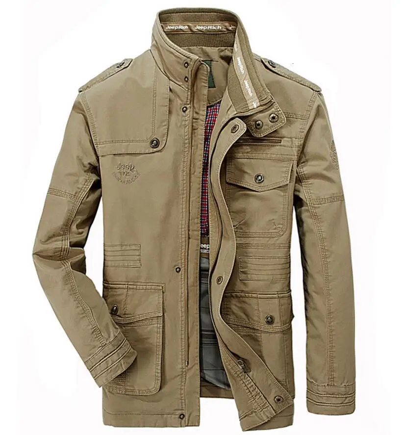 khaki Большие размеры 6XL 7XL 8XL хлопковые куртки для мужчин Военная Рабочая куртка тактическая Боевая деловая мужская куртка куртки-бомберы для мужчин - Color: khaki