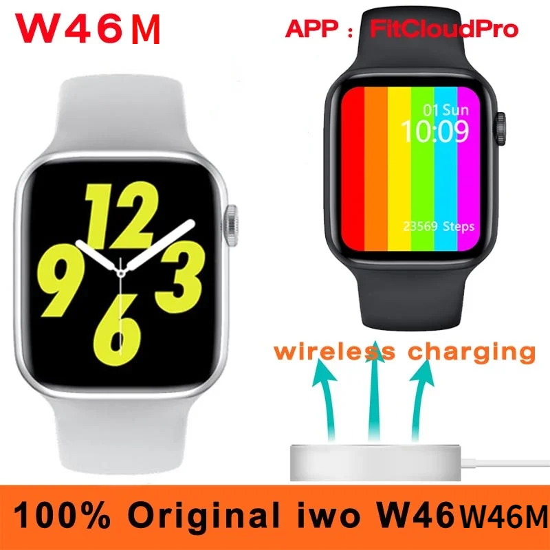 Permalink to Original iwo W46M Smart Watch 2020 ECG Wireless charging 40MM 44MM Body Temperature IP68 Waterproof DIY Face iwo W46 Smartwatch