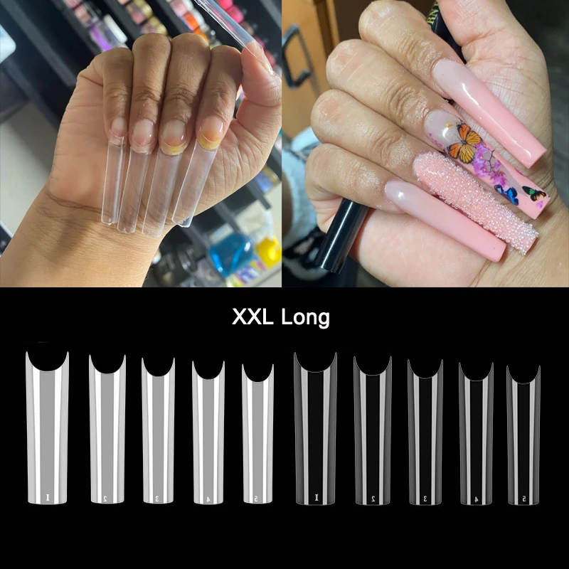 Puntas De Uñas Postizas De Curva C Extra Largas XL, 500 Piezas, Naturales Y  Transparentes, Para Uñas Acrílicas, Rectas, Cuadradas, Cónicas |  