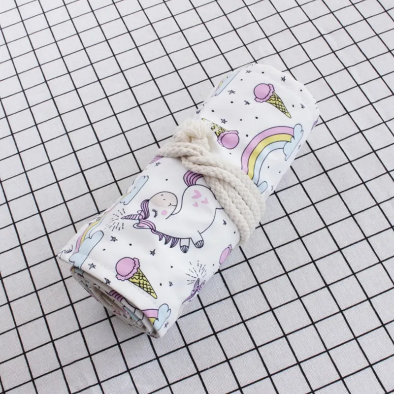 unicorn 36 Holes 36/48/72 отверстия Карандаш Чехол Kawaii Канцелярские ручки сумки Коробка Roll Up Обёрточная бумага для школьников товары для рукоделия штраф для мальчиков из плотной ткани подарок - Цвет: unicorn 36 Holes