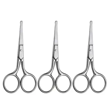 

3 Pcs Nasal Hair Scissors Practical Safety Stainless Steel Hair Trimmer Eyebrow Scissors Scissors for Home Salon Barbershop