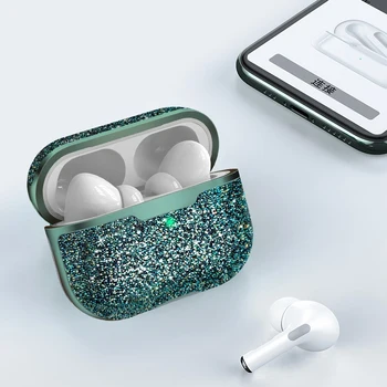 

Luxury Diamond Rhinestone Case for Pro Wireless Bluetooth Earphone Protective Shell +Carabiner Green