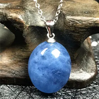 

Pendant Necklace Natural Ocean Blue Aquamarine Jewelry For Woman Lady Man Silver Chains Crystal 16x14x9mm Beads Oval Stone AAAAA