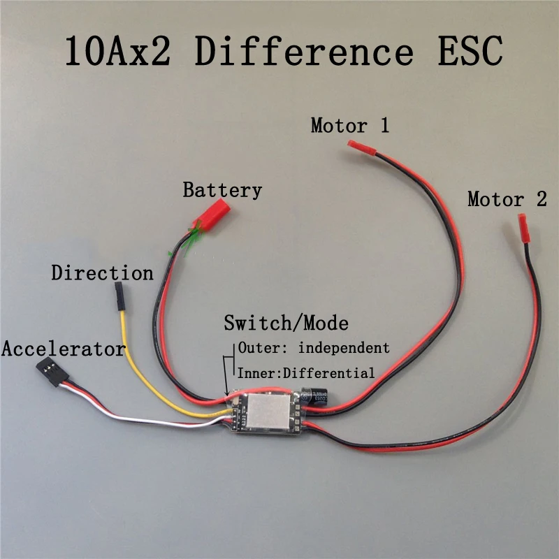 1 шт. 10Ax2 2ch односторонний матовый ESC контроллер смешанной разницы 2-4S Lipo с 5V 1.5A BEC