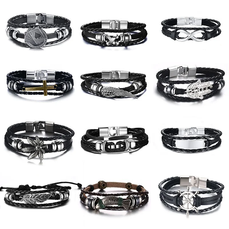Vnox Vintage Scorpion Charm Bracelets for Men Layered Leather Bangle Gents Male Casual Jewelry - Image 5