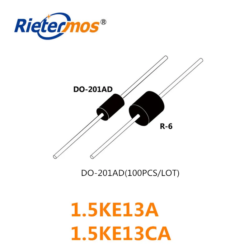 100 шт 1.5KE13A 1.5KE13CA DO-201AD высокого качества | Электроника
