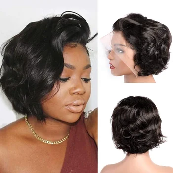 

Pixie Cut Wig 13x4 Bob Lace Front Wig Pre Plucked For Women Short Body Wave Human Hair Wigs 150% Density Brazilian Remy