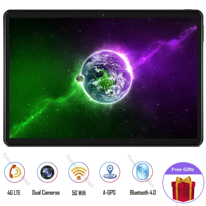 10-дюймовый планшет с восьмиядерным процессором Android 9 0 Pie 3G 4G LTE 8 Мп 1920x1200 64 Гб ПЗУ |