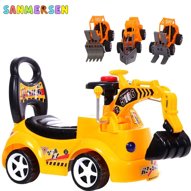 2020 Baby Balance Walker Car Large Excavator Baby Ride On Car Simulation Electric Excavator Toys Music Walker Scooter 4 Wheels 4