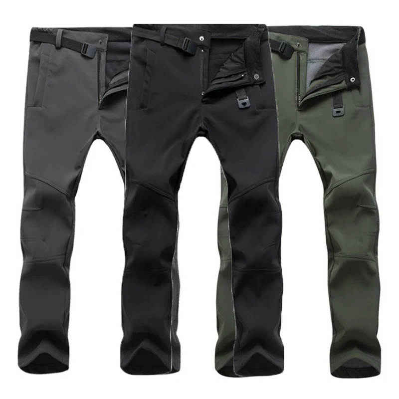 

Men Winter Hike Fish Camp Tekk Climb Ski Warm Fish Waterproof Camp Trekking Fleece Outdoor Softshell Trousers Oversized Belt