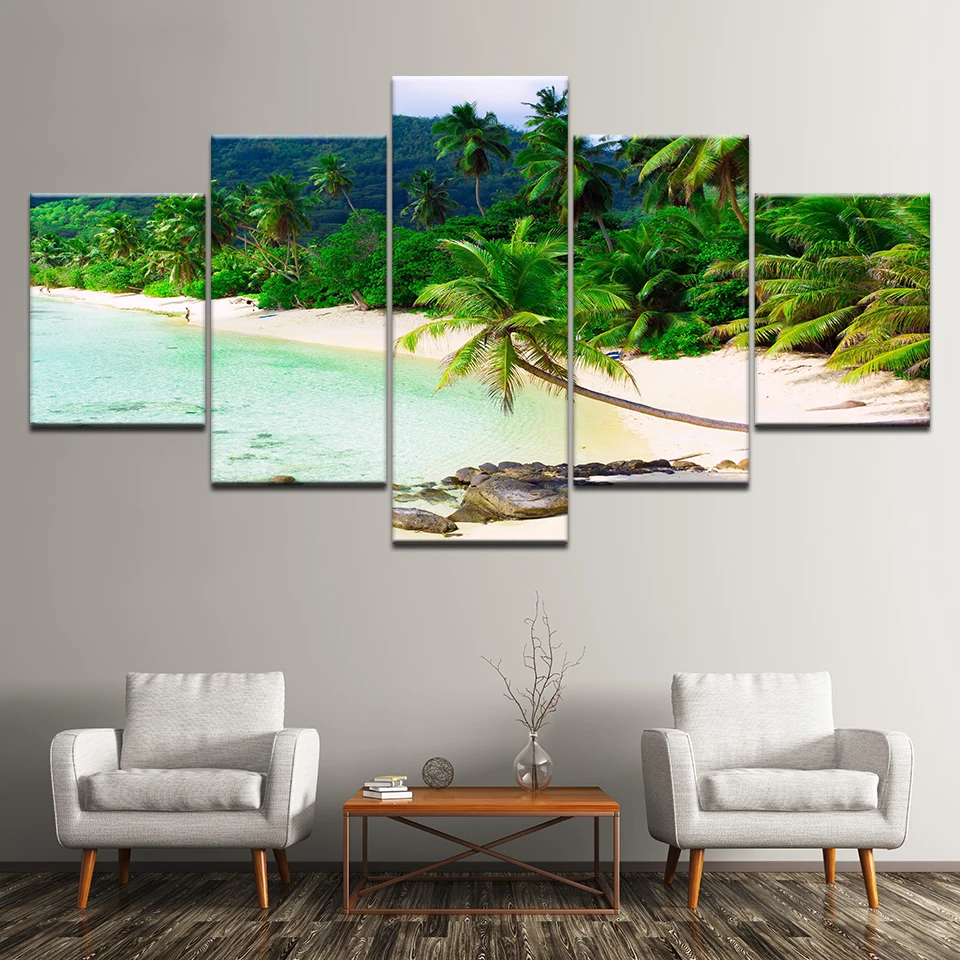 Модульная картина с 5 панелями в рамке рисунок на холсте изображением голубого