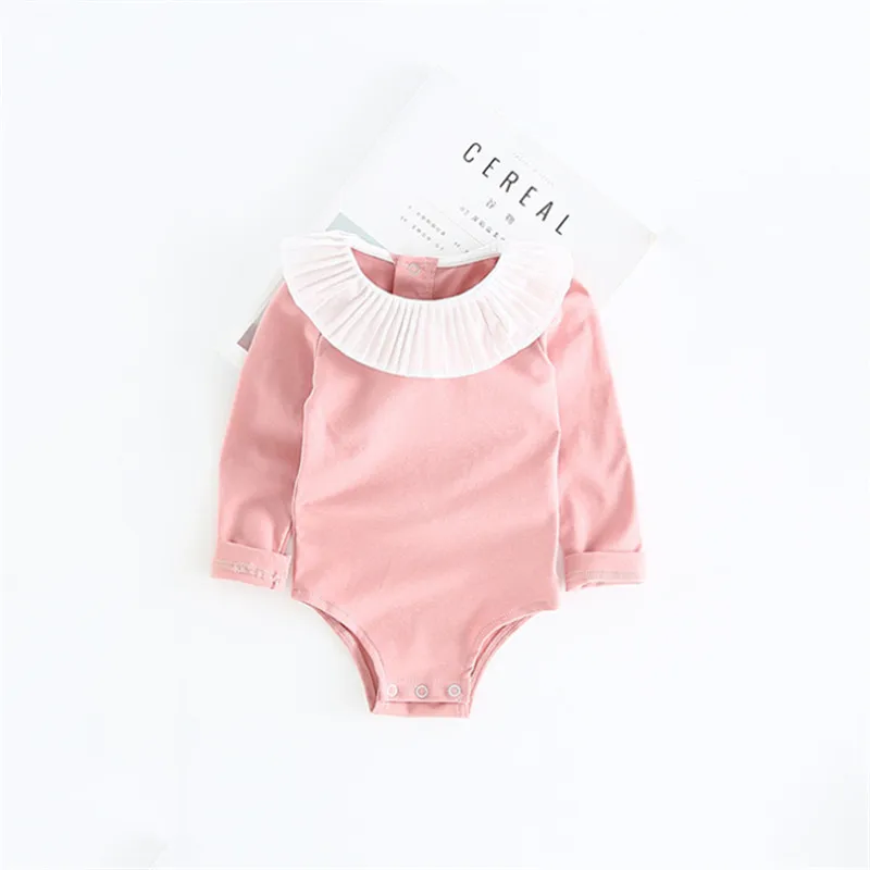 pink romper Комбинезон для маленьких девочек; От 0 до 2 лет; сезон осень-зима; Одежда для новорожденных девочек; Детский комбинезон с длинными рукавами для мальчиков; одежда для маленьких мальчиков - Цвет: pink romper