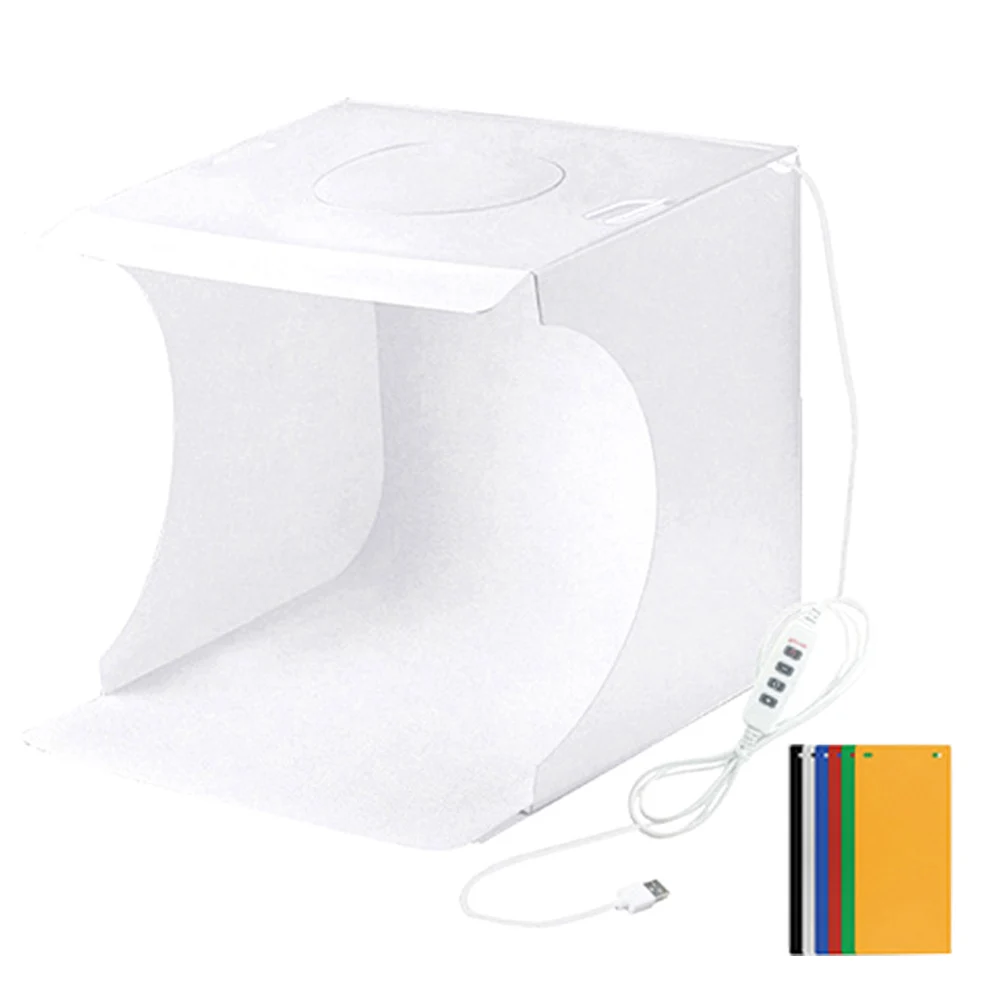 Портативный фотостудия набор в коробке с светодиодный кольцевой светильник для небольшой реквизит для фотосессии оборудования студийной съемке палатка комплект DOM668 - Цвет: White