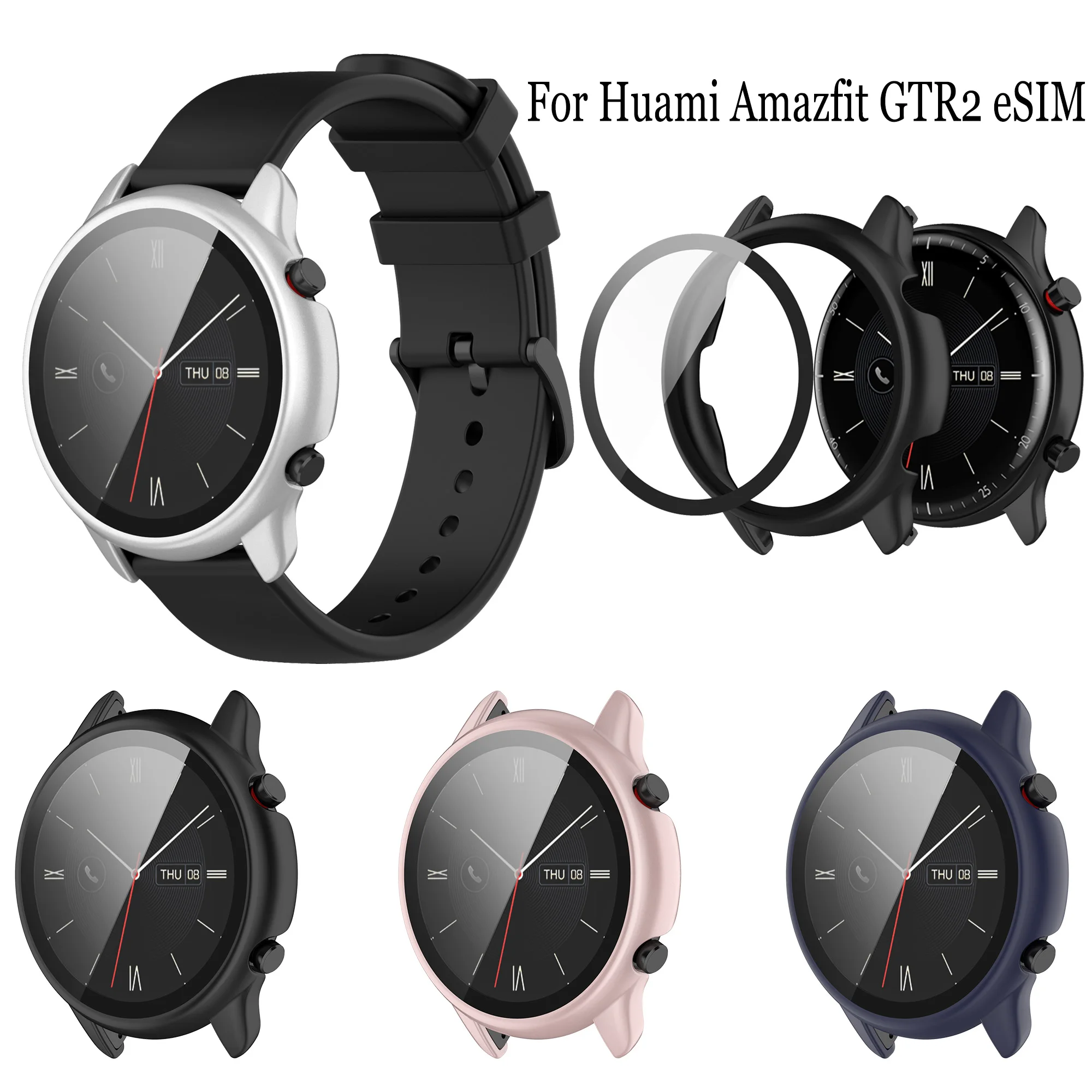 Custodia Protettiva Anticaduta + Proteggi Schermo In Vetro Temperato Per Huami Amazfit Gtr2 Esim Sport New Shell Per Amazfit Gtr 2 Esim