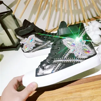 

JELLYFOND Bling shinny women canvas shoes fashion casual shoes woman canvas sneakers women vulcanized shoe Zapatos De Mujer