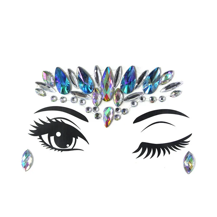 4  Colorful Rhinestone Face Stickers For Women Party Decor Face Eye Drill Stick Acrylic Face Sticker Diamond Crystal Drill Sticker