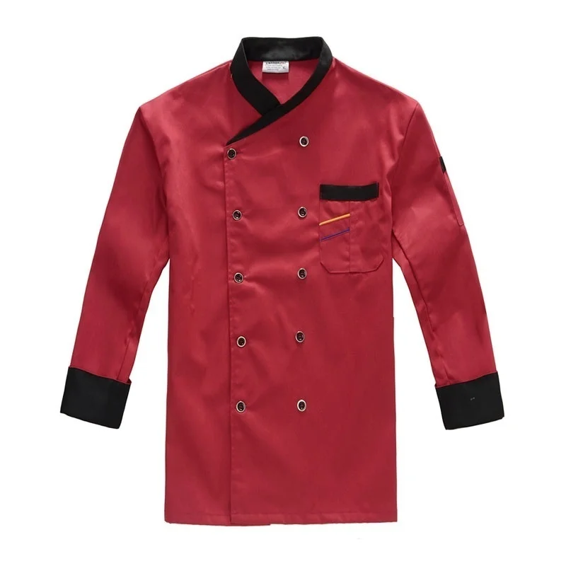 Куртка шеф-повара короткий/длинный рукав рубашка повара бариста ресторан отель Рабочая форма пекарь одежда для официанта - Цвет: Long Sleeve