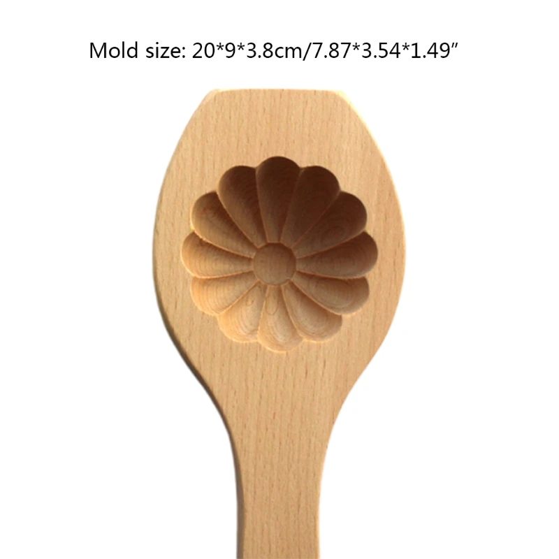 3D Flower Pattern Eco-Environmental Traditional Wooden Cookie Carved Round Wooden Mould Easy Clean Gift for Family Home