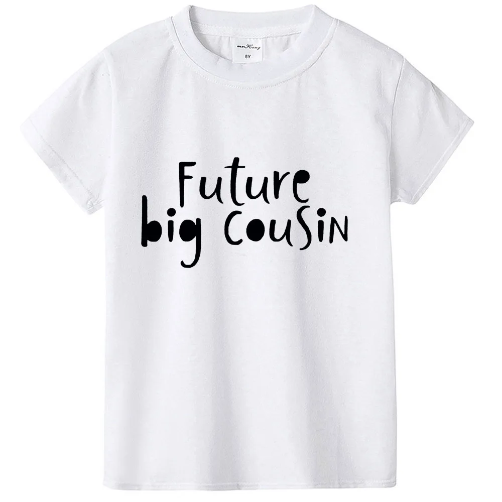 Футболка с надписью «Future Big Cousin» для мальчиков и девочек; футболки для всей семьи; белые футболки для мальчиков и девочек; стильная повседневная одежда