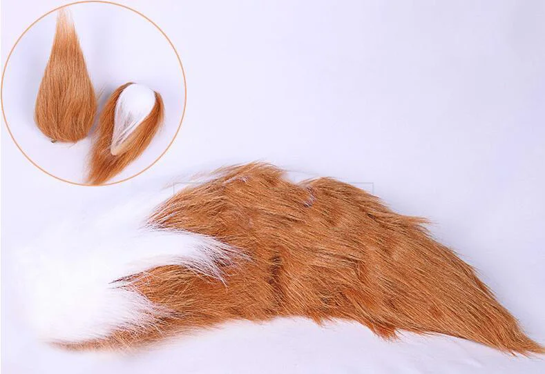 FGO Fate/Grand Order Tamamo no Mae Fox Tail Ear Fluffy tail Cosplay props 70CM TAIL EAR - Color: 70CM TAIL EARS