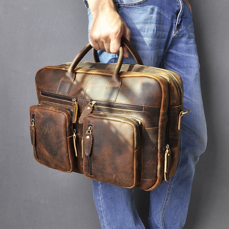 H16346a34cf6b4404be025f35d94f0ecd3 Men Oil Waxy Leather Antique Design Business Travel Briefcase Laptop Bag Fashion Attache Messenger Bag Tote Portfolio Male k1013
