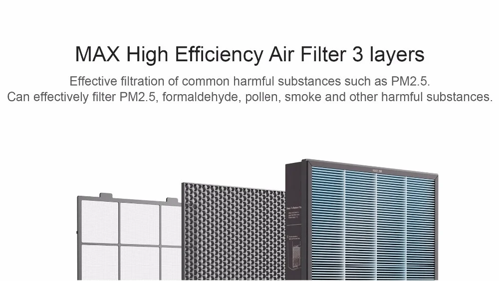 Xiaomi Mi Air Purifier MAX Intelligent Oxygen Bar Clear Formaldehyde Smog Dust with Triple-layer Filter APP Remote Control for Household Indoor Office Bedroom