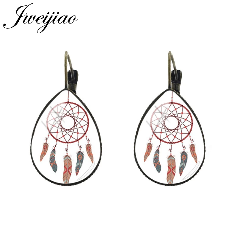 JWEIJIAO Tear water-drop Ear Clip Earrings Dreamcatcher picture Indian Culture Legend of Beauty element Women Earrings DH133 - Metal Color: DH137
