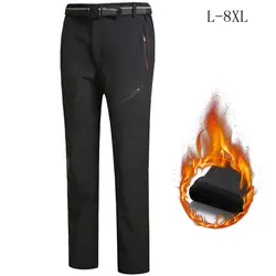 Зимние мужские брюки карго с эластичной резинкой на талии, брюки Софтшелл, водонепроницаемые ветрозащитные теплые мужские теплые уличные