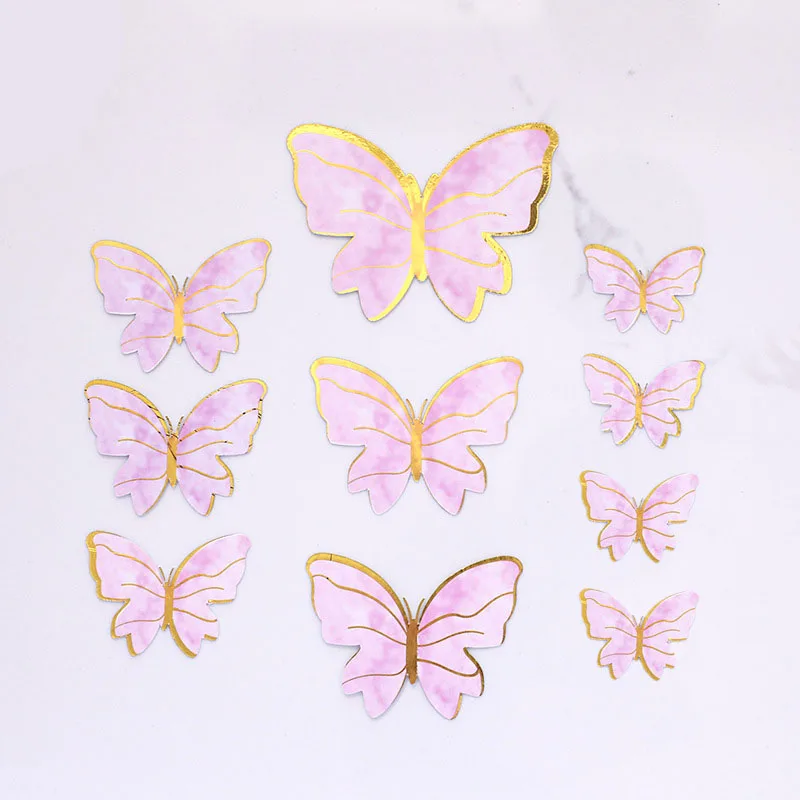 10 pçs roxo rosa borboleta bolo decoração feliz aniversário bolo topper  feito à mão pintado para festa de aniversário do casamento chá de fraldas -  AliExpress