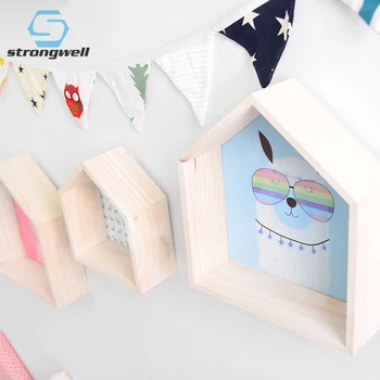 

Strongwell Nordic Wooden Alpaca Pattern House Styling Box Cabin Jewelry Storage Box Wall Decoration Shelf Home Decoration Cute