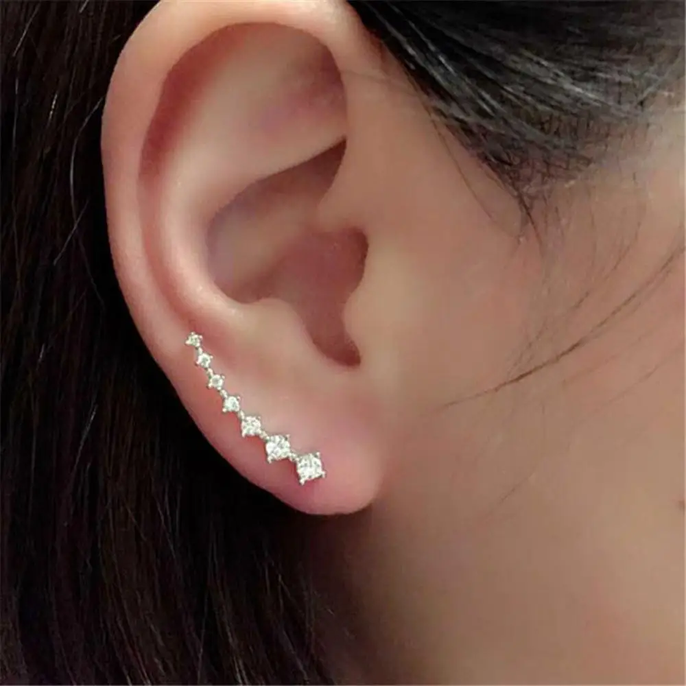 

Fashion 1Pair Rhinestone Crystal Earrings Ear Hook Jewelry Alloy Material Jewelries Accessory Earrings For Girls Shining Bijoux