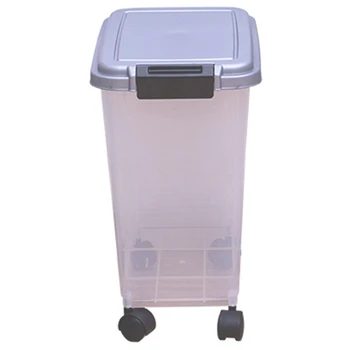 

Grain Storage Barrel Closed Moisture-Proof Dog Food Barrel Cat Food Box with Roller Pet Food Storage Barrel